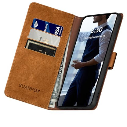 SUANPOT for Motorola Moto G Power 5G 2024 6.7" Wallet case with RFID Blocking Credit Card Holder,Flip Book PU Leather Protective Cover Women Men for Power 5G 2024 Phone case Light Coffee - color: Light Coffee