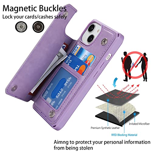Cavor for iPhone 14 Wallet Case with Card Holder for Women, Purple - color: C-Purple