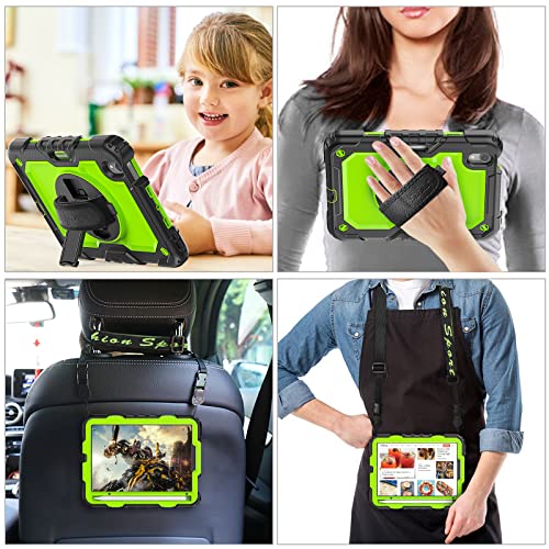 SEYMAC stock Case for iPad mini 7 (A17 Pro) 2024/ Mini 6 8.3'' with Screen Protector Pencil Holder [360 Rotating Hand Strap] &Stand, Drop-Proof Case for iPad mini 7th/6th Generation 8.3", Green+Black - color: Green+Black
