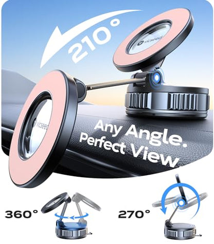 VICSEED Upgraded Car Phone Holder for Magsafe Car Mount [Strongest Suction] - color: Pink