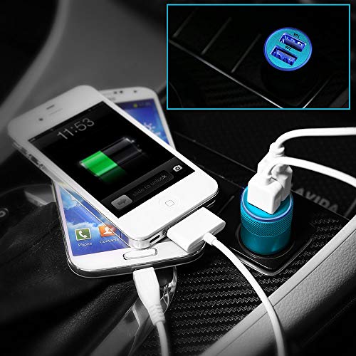 Car Charger, Sicodo 3.4A 2 Pack USB Smart Port Charger - color: Blue