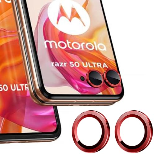 Zeking (2 Set for Motorola Razr 50 Ultra Camera Lens Protector, Scratch-Resistant HD Clarity Ultra-Thin 9H Tempered Glass with Aluminum Edging, Individual Metal Lens Cover (Red) - color: Red
