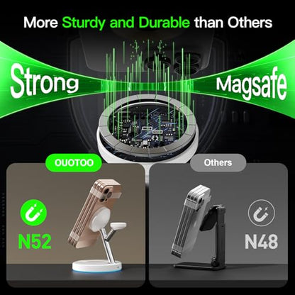 3 in 1 Mag-Safe Wireless Charger Stand for iPhone Apple Watch AirPods - color: White