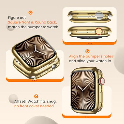 [2 Pack] Bumper Case for Apple Watch Series 11/10 42mm, Gold - color: Gold+Gold, size: 42 mm Series 11/10