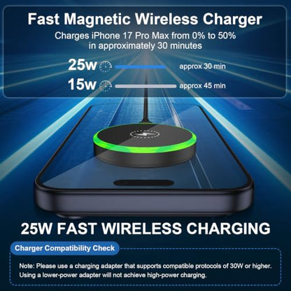 for Magsafe Charger Samsung S26 Magnetic Charger Wireless Fast Charging Pad - color: Black-W