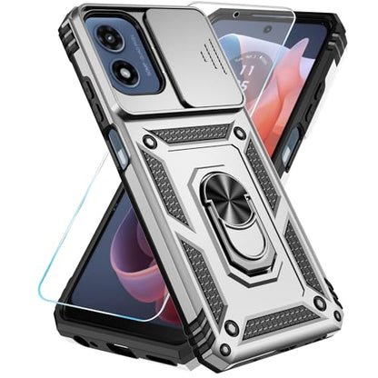 SunStory for Motorola Moto G Play 4G 2024 Case with Kickstand,Silver - color: Silver