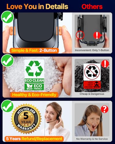 HTU 2026 Ultimate Best【True Military-Grade & Safety Cert】 Car Phone Holder - color: Deep Black