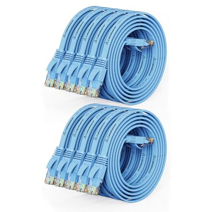 CableGeeker Cat 6 Flat Ethernet Cable 3ft 10Pack, 10Gbps, Blue - color: Blue-Flat, size: 3ft, style: 10 Pack