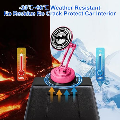 PIEPIE All-Metal Alloy Long Arm Magnetic Suction Cup Car Phone Mount(Pink) - color: Pink