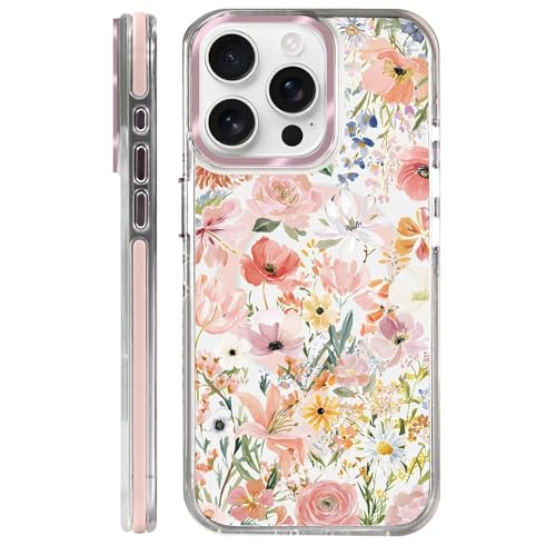 Clear Magnetic Case for iPhone 15 Pro, Slim Anti-Yellow Transparent Cover, Military Grade Protection, Phone Cases for iPhone 15 Pro, Spring Floral - color: A Spring Floral, size: Iphone 15 Pro
