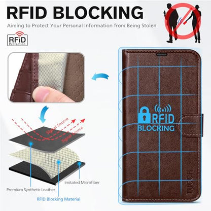 TUCCH Wallet Case for iPhone 16 (6.1") 2024, Flip Stand, Chocolate Brown | RFID Blocking, 4 Card Holders, Kickstand, PU Leather, Shockproof TPU Shell, Magnetic Closure, Protective Folio Cover - color: Chocolate Brown