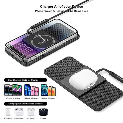 Magnetic Wireless Car Charger Charging pad,POLMXS 15W Fast Wireless Phone Charger car Cell Phone coldless Charging mat Compatible with iphone12/13/14/15 Series airpod (C11L)