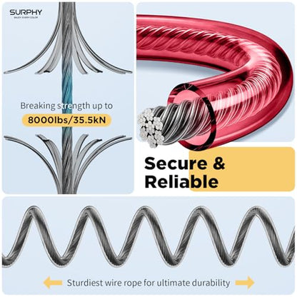 SURPHY Anti Theft Phone Strap, Phone Lanyard, Sturdy Steel Wire Keychain - color: P2- Red & Black