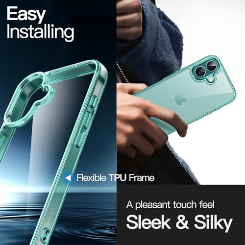 JETech Case for iPhone 16 Plus, Anti-Yellowing, Teal | Shockproof Protection, Scratch Resistant Hard PC Back, Durable Transparent TPU Bumper - color: Teal, size: iPhone 16 Plus
