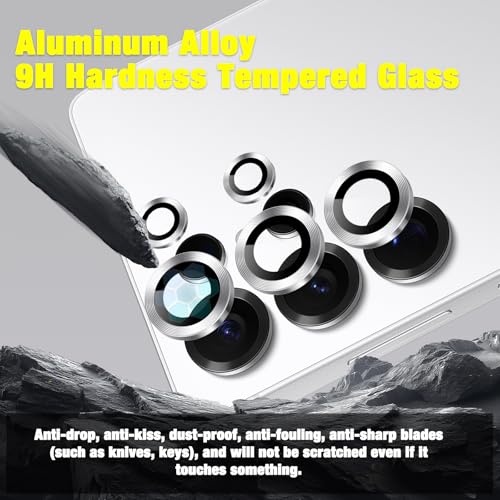 Camera Lens Protector for Samsung Galaxy S25 Ultra 5G, 9H Tempered Glass Individual Metal Ring Camera Cover, Case Friendly Camera Protector for Galaxy S25 Ultra - Titanium Whitesilver