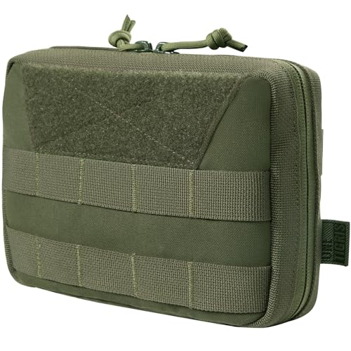 OneTigris MOLLE Pouch, Tactical Admin Pouch Belt EDC Tool Organizer Zippered Utility Waist Pack 7.5"x5"x2" - color: Green