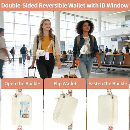 Clip and Go Strap for Phone with Wallet Crossbody Lanyard (Orange White) - color: Orange White