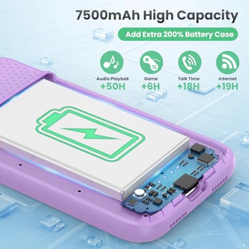 Battery Case for iPhone 11/XR, 7500mAh Ultra-Slim Portable Charging Case Rechargeable Protective Battery Pack for iPhone 11 and iPhone XR External Charger Case 6.1 Inch-Purple - color: Purple