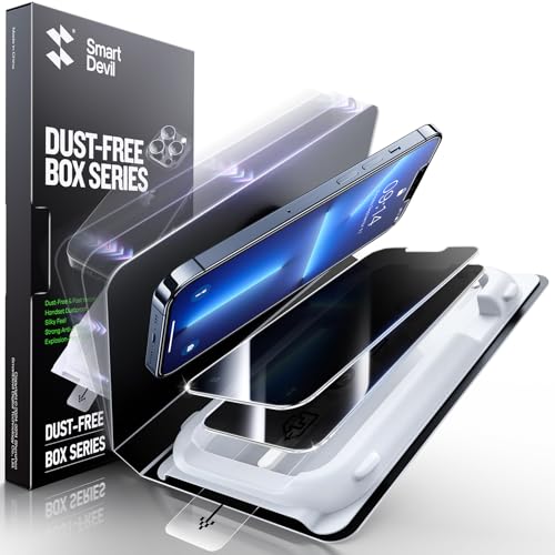 SMARTDEVIL 2 Pack Privacy Screen Protector for iPhone 13/13 Pro/14, [Anti-Spy] [Military-Grade Shatterproof] [9H Hardness] Tempered Glass, [Easy Installation] Bubble-Free & Case-Friendly, Dust-Free Box