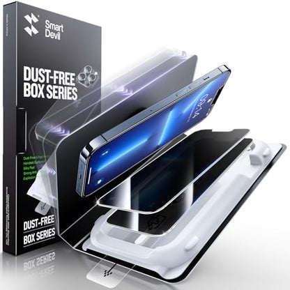 SMARTDEVIL 2 Pack Privacy Screen Protector for iPhone 13/13 Pro/14, [Anti-Spy] [Military-Grade Shatterproof] [9H Hardness] Tempered Glass, [Easy Installation] Bubble-Free & Case-Friendly, Dust-Free Box