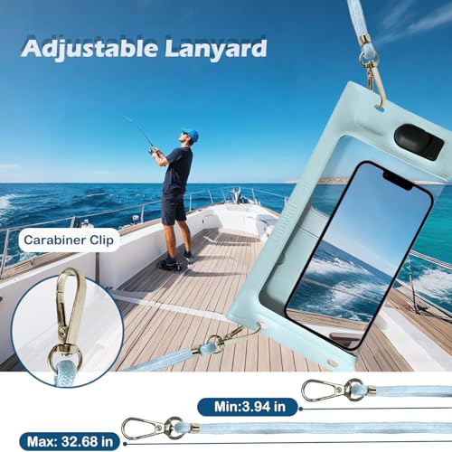 IPX8 Waterproof Phone Case Vacuum Sealed Dry Bag Blue | Bubble-free vacuum seal ensures HD photos & zero touch lag. IP68 waterproof protection for up to 7" iPhones & Samsung. - color: Blue, size: 1Pack