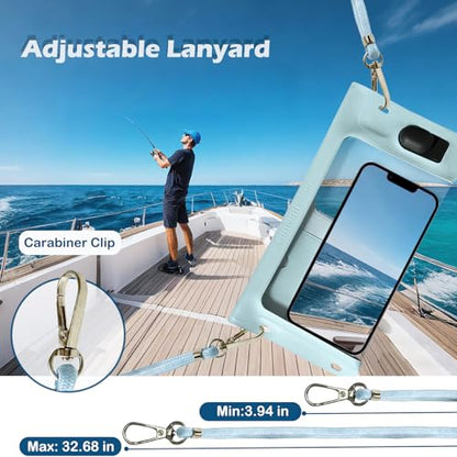 IPX8 Waterproof Phone Case Vacuum Sealed Dry Bag Blue | Bubble-free vacuum seal ensures HD photos & zero touch lag. IP68 waterproof protection for up to 7" iPhones & Samsung. - color: Blue, size: 1Pack