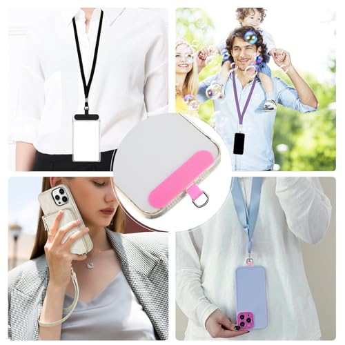 12 Pcs Phone Tether Tab, Safety Lanyard Patch Adjustable Strap, Adjustable and Removable Universal Cell Phone Multifunctional Patch without Adhesive (6 colors)