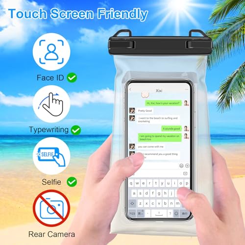 Large Capacity Waterproof Phone Pouch Floating, Waterproof Bag Case for iPhone 15 14 Pro Max 13 12 11 X XR 8 Plus Samsung Up to 6.9'', IPX8 Water Proof Phone Dry Bag for Boating Swimming Kayaking - color: White,1 Piece