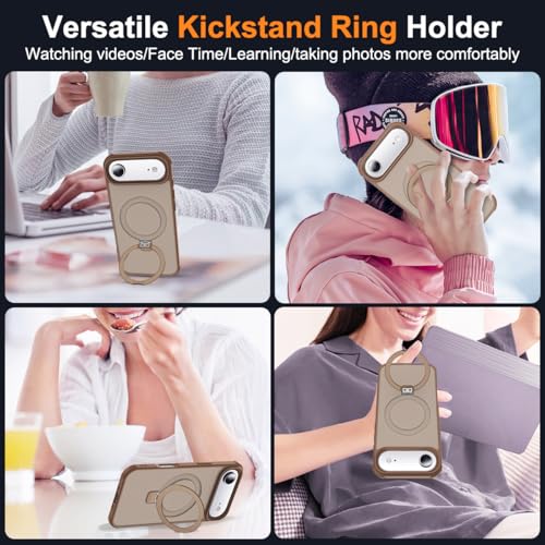 SKYLMW Compatible with iPhone Air Case with Stand,Desert Brown | iPhone Air Phone Case 6.5",Magnetic Ring Stand,Compatible with MagSafe,Military-Grade Protection,Great Grip Feeling - color: Desert Brown, size: Iphone Air