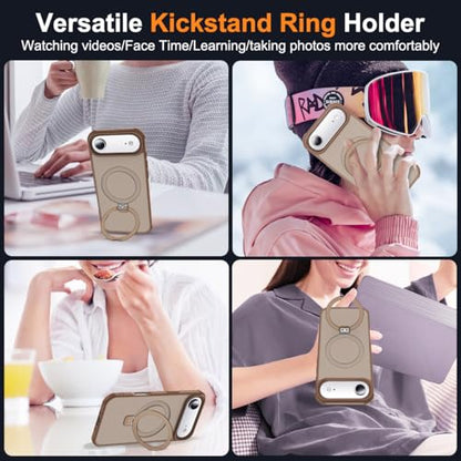 SKYLMW Compatible with iPhone Air Case with Stand,Desert Brown | iPhone Air Phone Case 6.5",Magnetic Ring Stand,Compatible with MagSafe,Military-Grade Protection,Great Grip Feeling - color: Desert Brown, size: Iphone Air