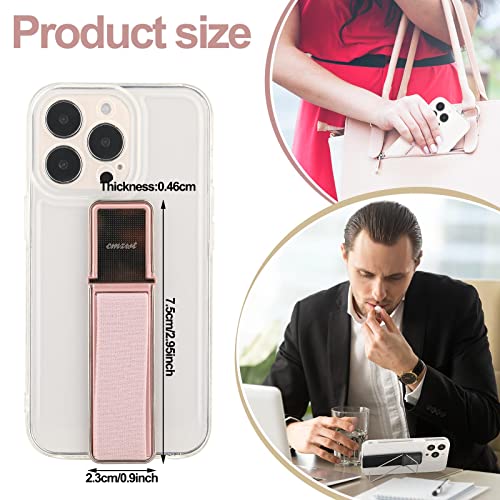 4 Pieces Phone Grip Strap Telescopic Phone Kickstand Elastic Finger Holer Hand Strap Adhesive Loop for Phone Grip with Stand Compatible with Most Smartphones (Black, Rose Gold) - color: Black, Rose Gold