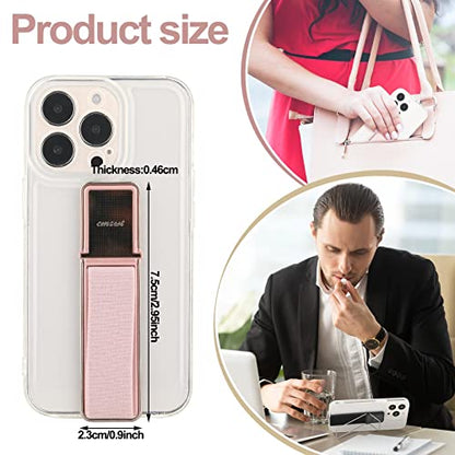 4 Pieces Phone Grip Strap Telescopic Phone Kickstand Elastic Finger Holer Hand Strap Adhesive Loop for Phone Grip with Stand Compatible with Most Smartphones (Black, Rose Gold) - color: Black, Rose Gold