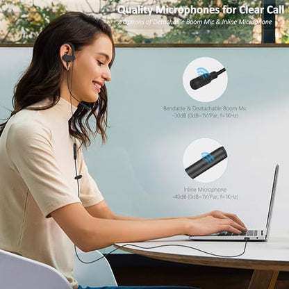 USB-A Wired Single Earbud (Right) with Boom Mic for Call & Conference