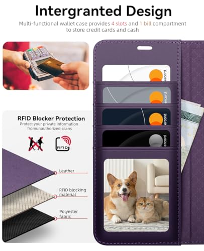 OCASE for Samsung Galaxy S26 Ultra Wallet Case, Card Holder, Dark Purple | RFID Blocking, Kickstand, Magnetic Closure, PU Leather Flip Folio, Shockproof TPU Shell, Protective Phone Cover (6.9") 2026 - color: Dark Purple, size: Samsung Galaxy S26 Ultra
