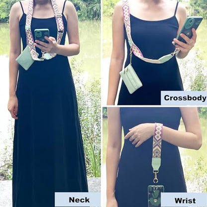 Clip and Go Strap for Phone with Wallet Crossbody, Phone Lanyard Crossbody with Zippered Pouch, iPhone 17 Pro Max Straps with Detachable Wrist for Women/Teacher Gift, Dark Coffee - color: Dark Coffee