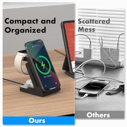 TRAVEL DEPOT 4 in 1 Charging Station for Apple Devices, Portable Wireless Charging Station Magnetic for MagSafe Charger Travel for iPhone 16/15/14/13 Apple Watch AirPods