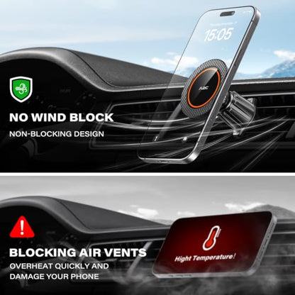 A2C for MagSafe Car Vent Mount, One-Piece Metal Hook Magnetic Vent Holder
