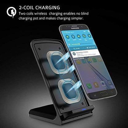 Fast Wireless Charger Stand for Samsung Galaxy S25 S24 S23 S22 Ultra/S21/Note 20/S20/S10+/S10e/S9/ S8+/S7 Edge Note 9/8 Qi Charging Dock for iPhone 17 16 15 14 13 12 11 Pro Max Mini Xs Xr 8 Plus SE
