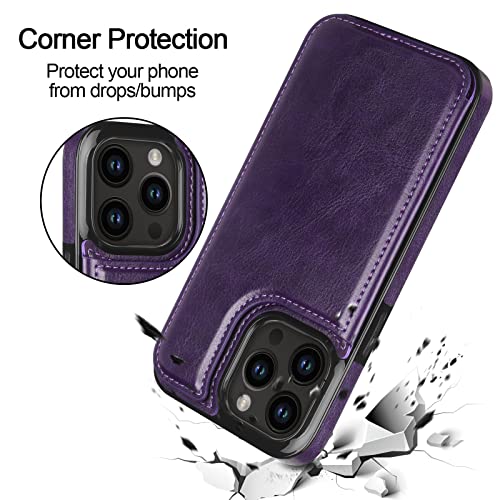 HianDier Wallet Case Compatible with iPhone 12 Pro MAX Case 5G 6.7-inch Slim Protective with Credit Card Slot Holder Flip Folio Soft PU Leather Magnetic Closure Cover, Crystal Purple - color: Crystal Purple