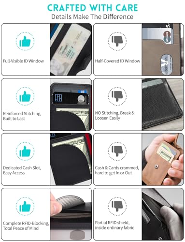 Magnetic Phone Wallet Card Holder with ID Window,Holds 8 Cards&Cash - color: Black6