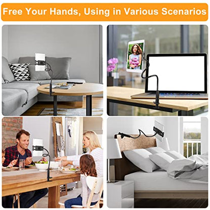 ZUYEE Gooseneck Tablet Mount Holder for Bed 4-10.5" Devices iPad Clamp Stand Kindle Holder Flexible 30 inch Arm Clip for iPhone iPad Air Mini Galaxy Tabs Kindle Fire Switch Cell Phone Black