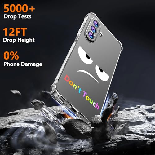 Phone Case for Samsung Galaxy A17 5G Case, Samsung A17 5G Case with Tempered Glass Screen Protector, Soft Flexible TPU Slim Fit Shockproof Phone Cover for Women Men Girl Boy (Clear-Don’t Touch) - color: Clear-Touch