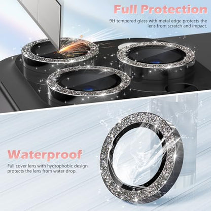 imluckies for iPhone 16 Pro - iPhone 16 Pro Max Camera Lens Protector, AR+AF Tempered Glass, 9H Ultra-Tough Metal Individual Lens Cover, HD Clear Camera Accessories - Glitter Black Titanium - color: Glitter Black Titanium
