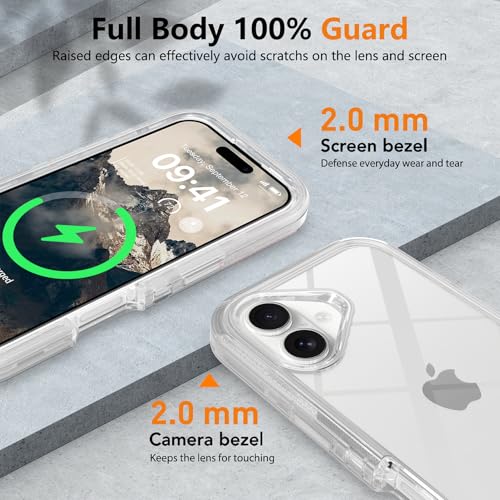 TUTUKII for iPhone 16 Case Clear | Heavy Duty Shockproof, Anti-Drop, Anti-Yellow,Triple-Layer Transparent Protective Phone Cover, 6.1" - color: Clear, size: iPhone 16 6.1"