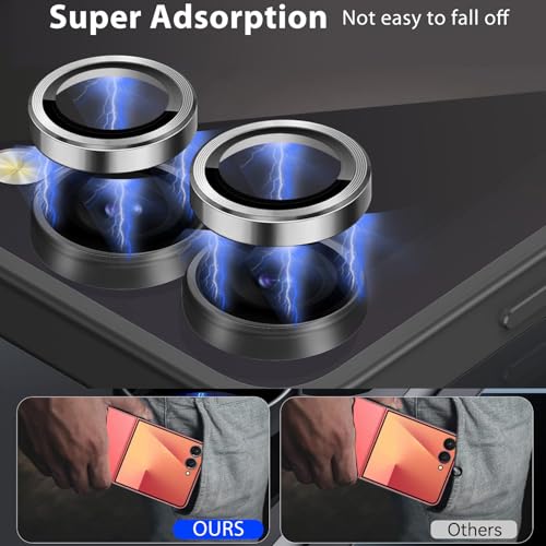 2-Pack Camera Lens Protectors for Galaxy Z Flip7, Scratch-Resistant HD Clarity Ultra-Thin Tempered Glass Camera Cover with Aluminum Edging,Individual Metal Lens Cover, Black - color: Black