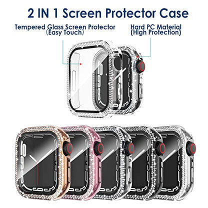 Simpeak 5-Pack Women Bling Screen Protector Case Compatible with Apple Watch 38mm 40mm 41mm 45mm Series 10 42mm 46mm, Screen Case Compatible with iWatch Series 10 9 8 7 6 5 4 3 2 1 (45mm) - size: 45mm(Series 7/8/9)