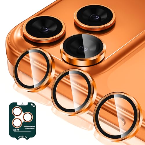 Tensea Camera Lens Protector Compatible For iPhone 17 Pro Max 17 Pro 15 Pro Max 15 Pro 16 Pro Max 16 Pro 14 Pro Max 14 Pro Metal Tempered Glass Cover Case Friendly - color: Cosmic Orange