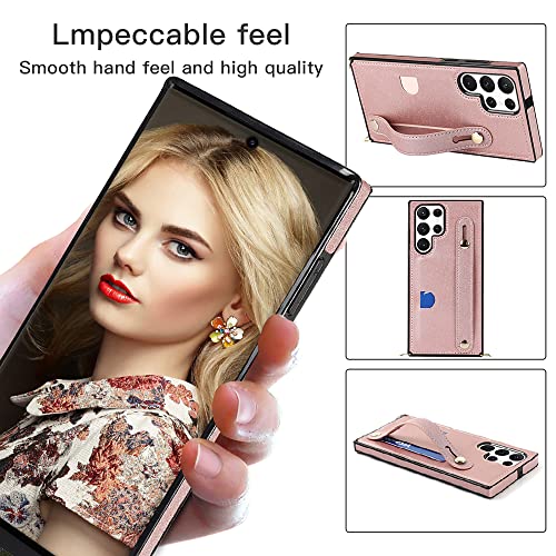 CCSmall Crossbody Case for Samsung Galaxy S23 Ultra w Card Holder KB Rose - color: Rose, size: Galaxy S23 Ultra