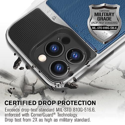 VENA Wallet Case Compatible with Apple iPhone 13 Pro Max (6.7"-inch), vCommute (Military Grade Drop Protection) Flip Leather Cover Card Slot Holder with Kickstand (Blue) - color: Blue, size: iPhone 13 Pro Max