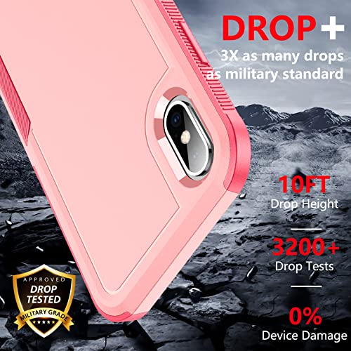 SPIDERCASE for iPhone Xs Max Case, [10 FT Military Grade Drop Protection] [Non-Slip] [2 pcs Tempered Glass Screen Protector] Shockproof Airbag Cushion Protective Case for iPhone Xs Max 6.5” (Pink) - color: Pink